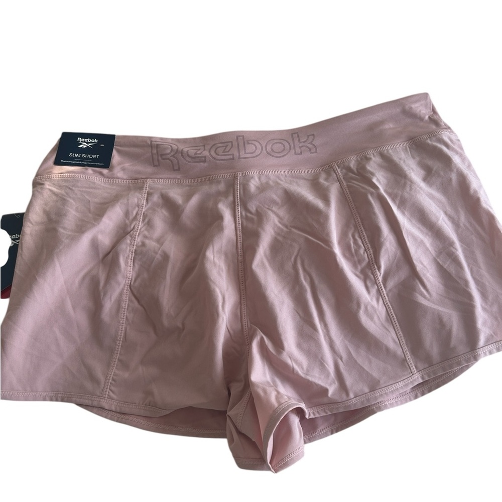 Reebok Workout Pale Mauve colored Slim Shorts, size XXL, attached panty (NWT)